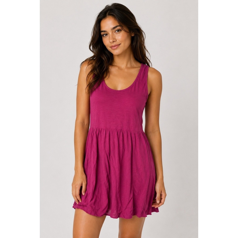 Soft Surroundings Raspberry Pink Sleeveless Mini Dress Keyhole Back Boho Medium